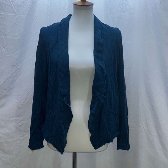 Anthropologie x Cartonnier blue llama lined blazer jacket XS summer weight - Picture 2 of 9